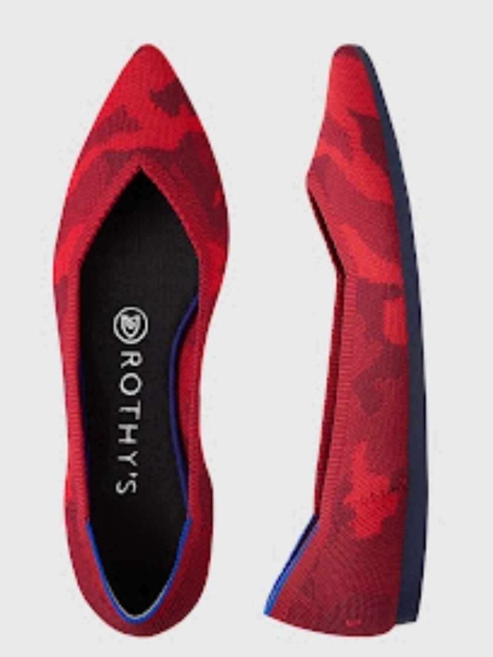 Rothy's The Point Red Camo Flats Size 10